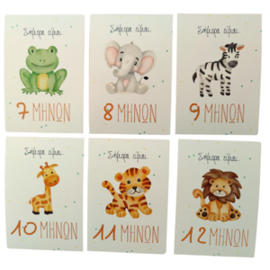 Αναμνηστικές κάρτες για τον πρώτο χρόνο του μωρού - κορίτσι, αγόρι, ζωάκια - 3