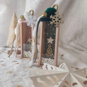 Γούρι κουτί ξύλινο με πλέξιγκλας δεντράκι - ξύλο, χιονονιφάδα, γούρια, δέντρο - 3