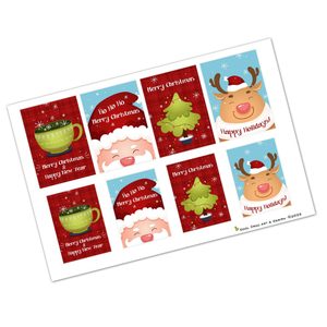 ΕΚΤΥΠΩΣΙΜΕΣ Χριστουγεννιάτικες Κάρτούλες - Ετικέτες σε 4 Σχέδια- 2 Διαστάσεις - αυτοκόλλητα, DIY, κάρτες