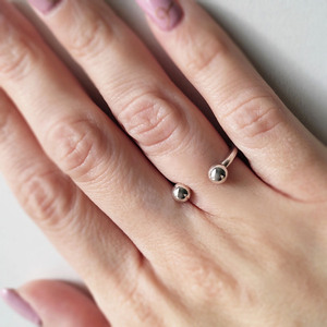 Χειροποίητο ασημένιο δαχτυλίδι με μπίλιες - ασήμι 925, γεωμετρικά σχέδια, boho, αυξομειούμενα - 3