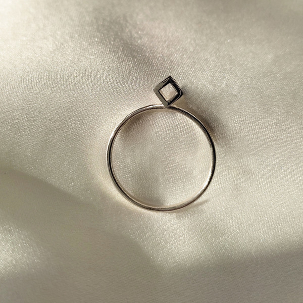 Χειροποίητο ασημένιο δαχτυλίδι με κύβο - ασήμι 925, γεωμετρικά σχέδια, σταθερά - 4