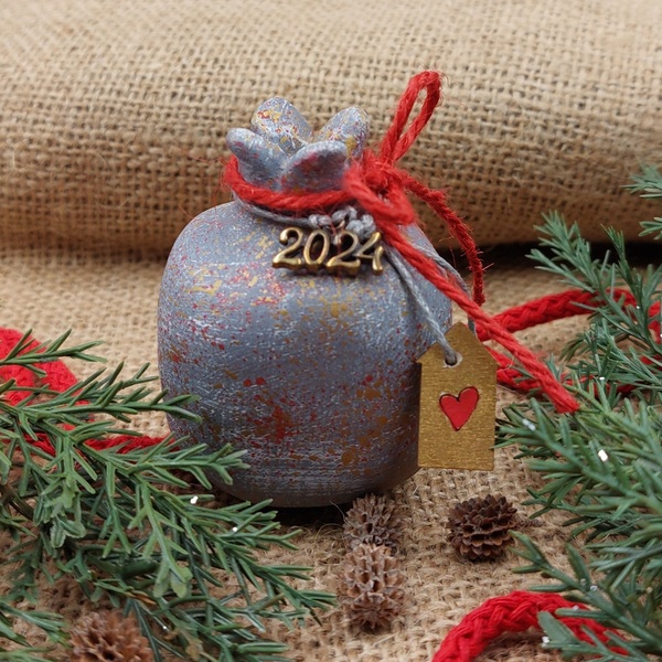 Γούρι ρόδι κεραμικό μικρό ( 7 Χ 5 εκ.) - πηλός, ρόδι, χριστουγεννιάτικα δώρα, γούρια - 2