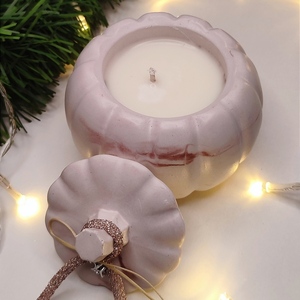 Αρωματικό κερί σε κολοκύθα - τσιμέντο, κερί, χριστούγεννα, κολοκύθα, κεριά & κηροπήγια - 2