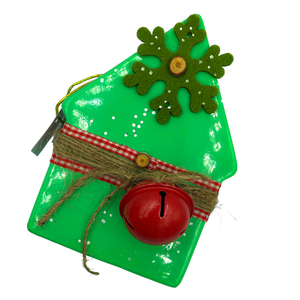 Πράσινος κουμπαράς «σπιτάκι» Διαστάσεις: 15*11 εκ. - δώρο, κουμπαράδες, διακοσμητικά, χριστουγεννιάτικα δώρα - 4