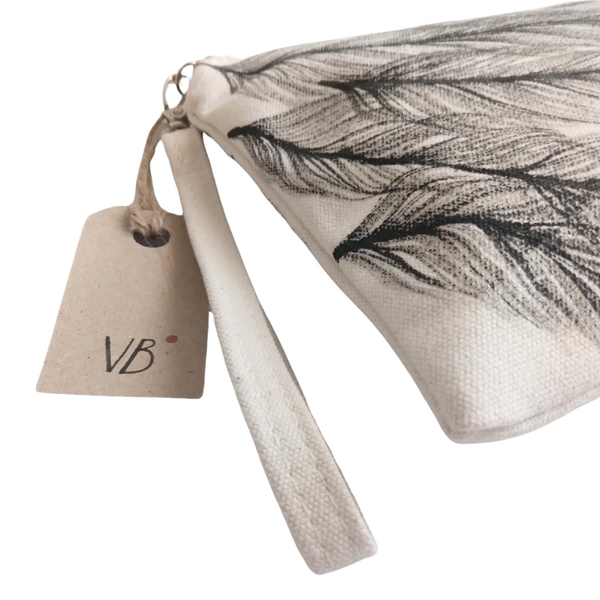 Feathers | Υφασμάτινο νεσεσέρ ζωγραφισμένο στο χέρι - ύφασμα, καλλυντικών, ταξιδίου - 4