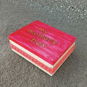 Ξύλινο χειροποίητο "my memory box" - Κόκκινο/ Πορτοκαλί- 21*16*6,5 εκ. - ξύλο, οργάνωση & αποθήκευση, δώρα γενεθλίων - 4
