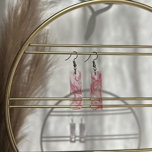 Διάφανα σκουλαρίκια από υγρό γυαλί - γυαλί, κρεμαστά - 3