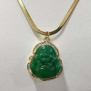 Κολιέ jade Βούδας - ημιπολύτιμες πέτρες, επιχρυσωμένα, κοντά - 2