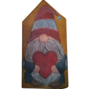 Ζωγραφισμένο διακοσμητικό Gnome - ξύλο, νονά, διακοσμητικά