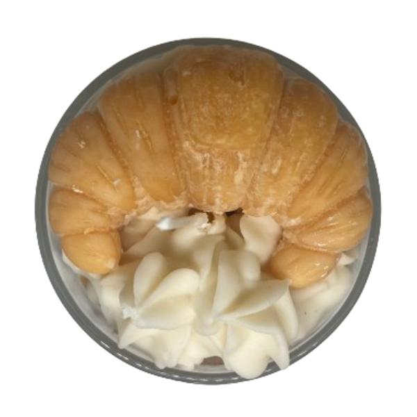 French Croissant Dessert Candle (Soy wax, Μπέζ-Άσπρο, 250ml) - αρωματικά κεριά, 100% φυτικό, soy candle, soy wax - 2