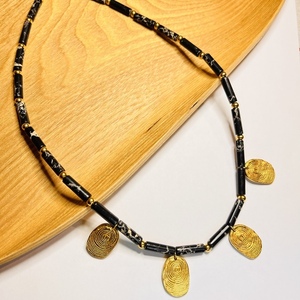 Indian necklace - ημιπολύτιμες πέτρες, χάντρες, κοντά, ατσάλι, boho - 2
