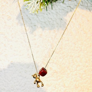 Teddy bear necklace - επιχρυσωμένα, ορείχαλκος, μακριά, ατσάλι, φθηνά - 3