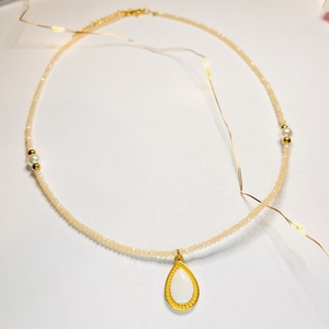 Teardrop necklace - ημιπολύτιμες πέτρες, επιχρυσωμένα, κοντά, ατσάλι - 2