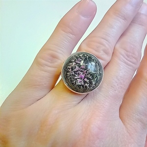 Δαχτυλίδι στρόγγυλο ασημί με χειροποίητο γέμισμα - ορείχαλκος, μεγάλα, δώρα γενεθλίων, αυξομειούμενα, δώρα για γυναίκες - 5