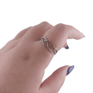 Πλεχτό Δαχτυλίδι Αλυσίδα από Ανοξείδωτο Ατσάλι - γεωμετρικά σχέδια, ατσάλι, σταθερά, φθηνά - 2