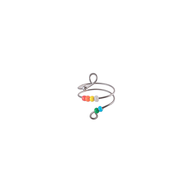 Antistress Spinner Δαχτυλίδι από Ανοξείδωτο Ατσάλι με Πολύχρωμες Χάντρες Διπλό - ατσάλι, αυξομειούμενα, φθηνά