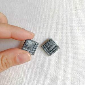 MINI|GRAY STONE TEXTURE| Art deco - POLYMER CLAY - Earrings - πηλός, γεωμετρικά σχέδια, καρφωτά, μεγάλα, καρφάκι - 3