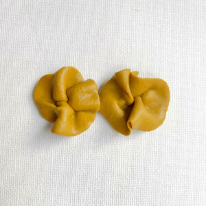 |YELLOW-OCHRE| Leather Effect - POLYMER CLAY - Earrings- - πηλός, γεωμετρικά σχέδια, καρφωτά, μεγάλα, καρφάκι