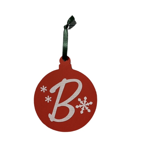 Χριστουγεννιάτικη μπαλίτσα (tag) με Μονόγραμμα - χαρτί, δασκάλα, χιονονιφάδα, στολίδια, προσωποποιημένα
