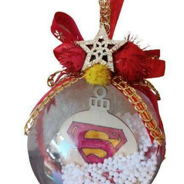 Μπαλα μεγαλη Χριστουγεννιατικη με το σήμα του Superman - πλαστικό, σπίτι, μπαμπάς, στολίδια, μπάλες