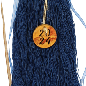 Γούρι 2024 - Ξύλινο κρεμαστό γούρι καραβάκι με ευχή υγεία σε μπλε φούντα - ξύλο, νήμα, μέταλλο, καραβάκι, γούρια - 4