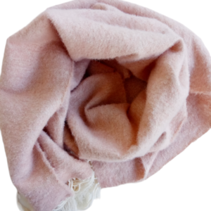 Κασκόλ υφαντό μονόχρωμο από αλπακά και μετάξι, σε χρώμα ροζ της άμμου - υφαντά, φουλάρια