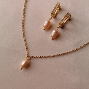 MACAROON SET | ΣΕΤ με μαργαριτάρια σε baby pink απόχρωση - μαργαριτάρι, ατσάλι, σετ κοσμημάτων