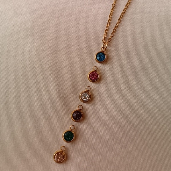 Gold-plated ZIRCON necklace - ημιπολύτιμες πέτρες, επιχρυσωμένα, ατσάλι, ζιργκόν