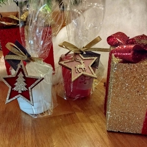 Κερί σόγιας σε βαζάκι και συσκευασία δώρου - χειροποίητα, αρωματικά κεριά, χριστουγεννιάτικα δώρα, vegan κεριά