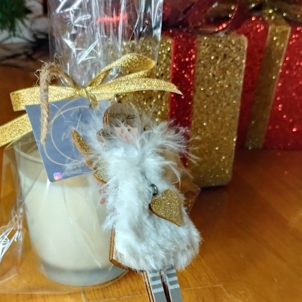 Κερί σόγιας σε βαζάκι και συσκευασία δώρου - χειροποίητα, αρωματικά κεριά, χριστουγεννιάτικα δώρα, vegan κεριά - 2