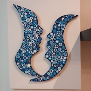 Love in silence. Φτιαγμένο από χαρτί με την μέθοδο quilling. Διαστάσεις καμβά 40*50cm. - πίνακες & κάδρα, καμβάς, δώρο, επέτειος - 5