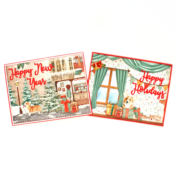 Χριστουγεννιάτικες 3d ευχετήριες κάρτες με σκυλάκι - χαρτί, scrapbooking, ευχετήριες κάρτες