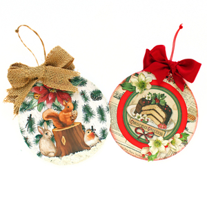 Χριστουγεννιάτικα στολίδια διπλής όψης από παλιά cd, διακοσμημένα με χαρτιά scrapbooking - χαρτί, χριστουγεννιάτικα δώρα, στολίδια, scrapbooking - 2