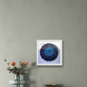 Μαντάλα (mandala) σε αποχρώσεις μπλε-μαύρο σε κορνίζα 27*27 cm. Φτιαγμένο με την τέχνη του quilling [χαρτοπλεκτική] - πίνακες & κάδρα, πίνακες ζωγραφικής, γενική διακόσμηση - 4