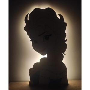 Ξύλινο επιτοίχιο φωτιστικό "Έλσα" με led φωτισμό 40cm - κορίτσι, ήρωες κινουμένων σχεδίων - 3