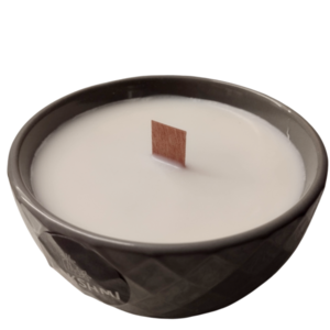 Αρωματικό κερί σόγιας σε γκρι ανάγλυφο μπολ - αρωματικά κεριά - 3