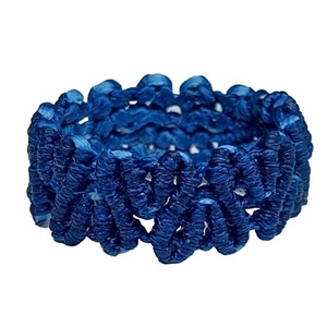Δαχτυλίδι μπλε μακραμέ - κορδόνια, boho, σταθερά