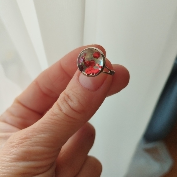 Δαχτυλίδι χειροποίητο από υγρό γυαλί - γυαλί, χάντρες, αυξομειούμενα, φθηνά - 4