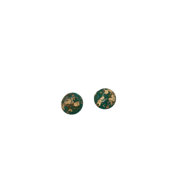 Σκουλαρίκια Marble Emerald & White Round από πολυμερικό πηλό, 1 εκ. καρφωτά - στρογγυλό, πηλός, καρφάκι - 2