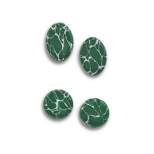Oβάλ καρφωτά σκουλαρίκια πολυμερικού πηλού σε πράσινο χρώμα με λευκά νερά & υγρό γυαλί - 2εκ. διάμετρος - γυαλί, πηλός, μικρά, ατσάλι, φθηνά