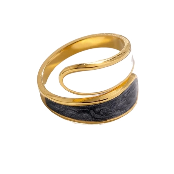 Δαχτυλίδι γυναικείο άσπρο μαύρο ατσάλι - ατσάλι, αυξομειούμενα