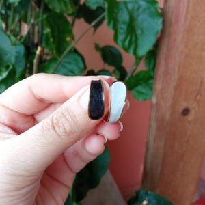 Δαχτυλίδι γυναικείο άσπρο μαύρο ατσάλι - ατσάλι, αυξομειούμενα - 2