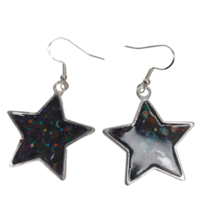 Σκουλαρίκια σε σχήμα αστέρι - γυαλί, ασήμι 925, αστέρι, γάντζος, επιπλατινωμένα - 4