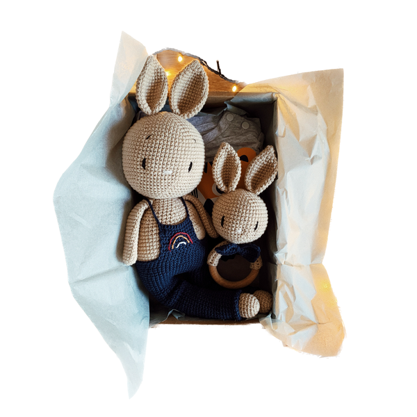 Πλεκτό λαγουδάκι amigurumi με σαλοπέτα 40 cm - λούτρινα, βρεφικά, amigurumi, δώρο γέννησης, πλεκτό ζωακι - 2