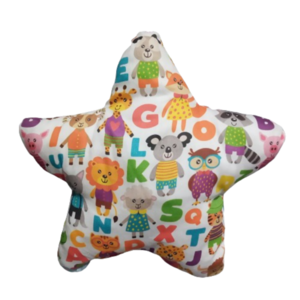 Σετ 2 μαξιλάρια τετράγωνο και αστεράκι με ζωάκια σε ζωηρά χαρούμενα χρώματα ( 32 χ 32 εκ. και 28 χ 28 εκ.) - κορίτσι, αγόρι, αστέρι, ζωάκια - 4