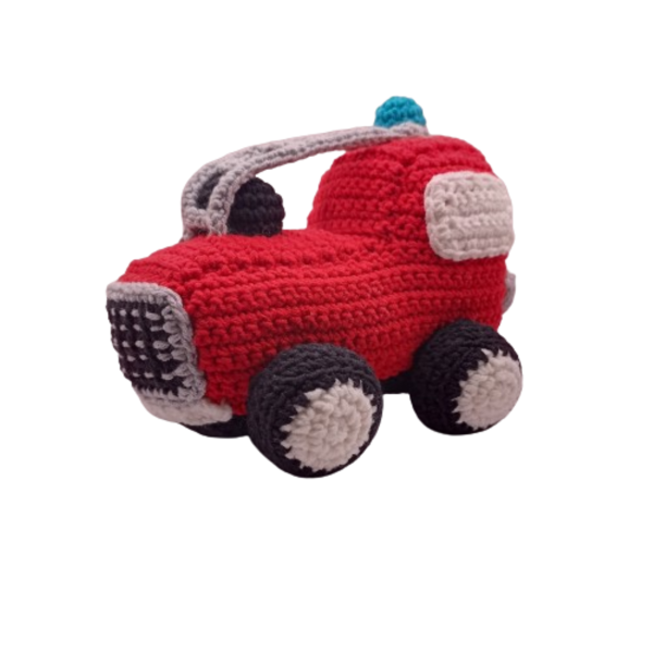 πλεκτό πυροσβεστικό όχημα με σκάλα, 16 εκ. , νήμα βαμβακερό - αγόρι, customized, λούτρινα, δώρα για παιδιά, amigurumi - 4
