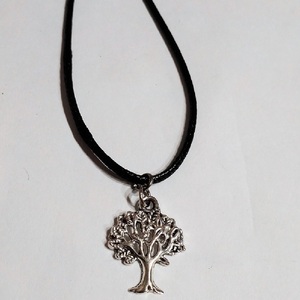 Cord necklace μαύρο με το δέντρο της ζωής, 28εκ. - ορείχαλκος, κοντά, boho, δώρα για γυναίκες, μενταγιόν - 4