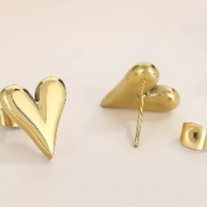 Σκουλαρίκια καρδούλες χρυσές (ατσάλι) - καρδιά, μικρά, ατσάλι - 2