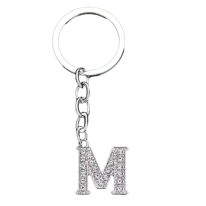 Μπρελόκ Με Αρχικό Γράμμα "M" Σε Ασημί Χρώμα Με Στρας - ημιπολύτιμες πέτρες, μεταλλικό, αυτοκινήτου, σπιτιού