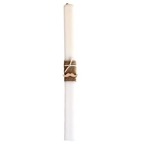 Λαμπάδα ξύλινο μουστάκι με καφέ λευκό κορδόνι - μήκος 38cm - αγόρι, λαμπάδες, για ενήλικες, για εφήβους